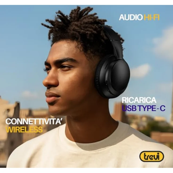 Trevi DJ 12E35 BT, Kabellose Over-Ear-Kopfhörer mit HiFi-Stereo, Mikrofon, 8 Stunden Spielzeit, faltbar, leicht, kompatibel mit iOS und Android – Bild 5