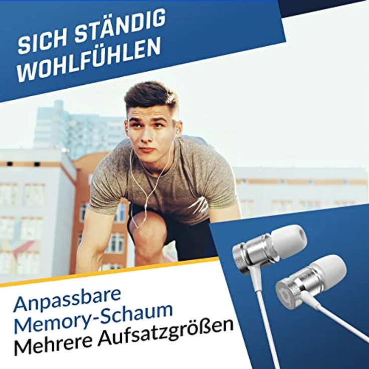 KLIM Fusion In-Ear-Kopfhörer (3.5mm Klinkenanschluss) - Hervorragende Tonqualität und Memory Schaum Ohrstöpsel – Bild 2