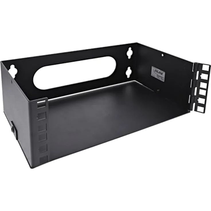 InLine 10 Zoll Mini Rack, Wandmontage mit 2HE, stabile Metallhalterung, pulverbeschichtet schwarz, 15,2 cm tief, Ideal für Netzwerkkomponenten, 10102B – Bild 4