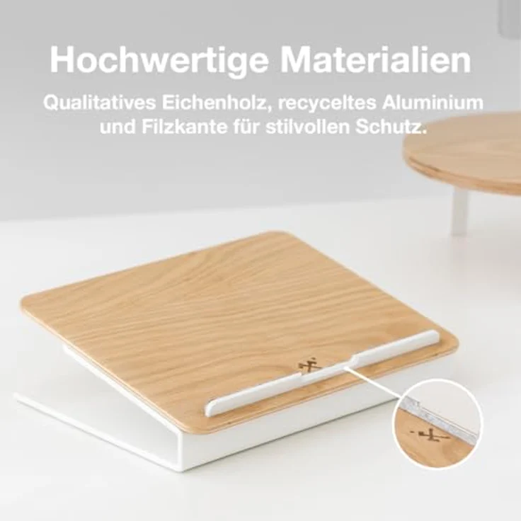 Woodcessories - Laptop Ständer Holz kompatibel für 10" - 16" MacBook, ergonomische Halterung aus Eichen Holz – Bild 3