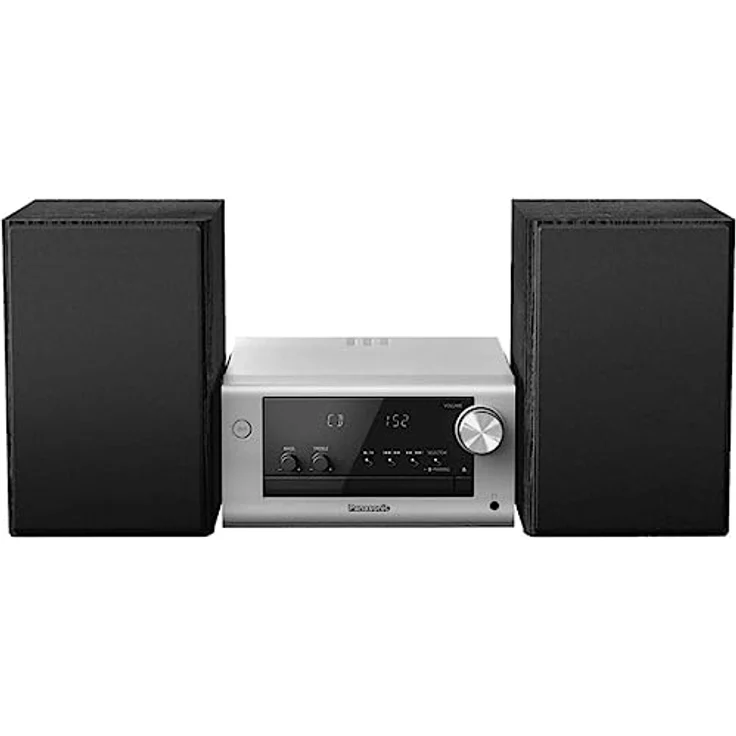 Panasonic SC-PM704EG-S Kompaktes Micro HiFi Stereosystem mit CD, DAB+/FM Radio, USB und Bluetooth, 80W Lautsprechern, Bassregelung, Silber – Bild 1
