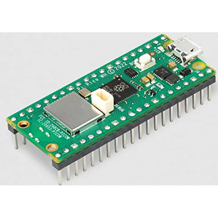 BerryBase Raspberry Pi Pico WH, Raspberry Pi Pico Board mit WiFi und Headern, RP2040 mit WLAN Mikrocontroller-Board inkl. vorgelöteter Header, Dual-Core Arm Prozessor, Unterstützung 2.4 GHZ Wi-Fi 4