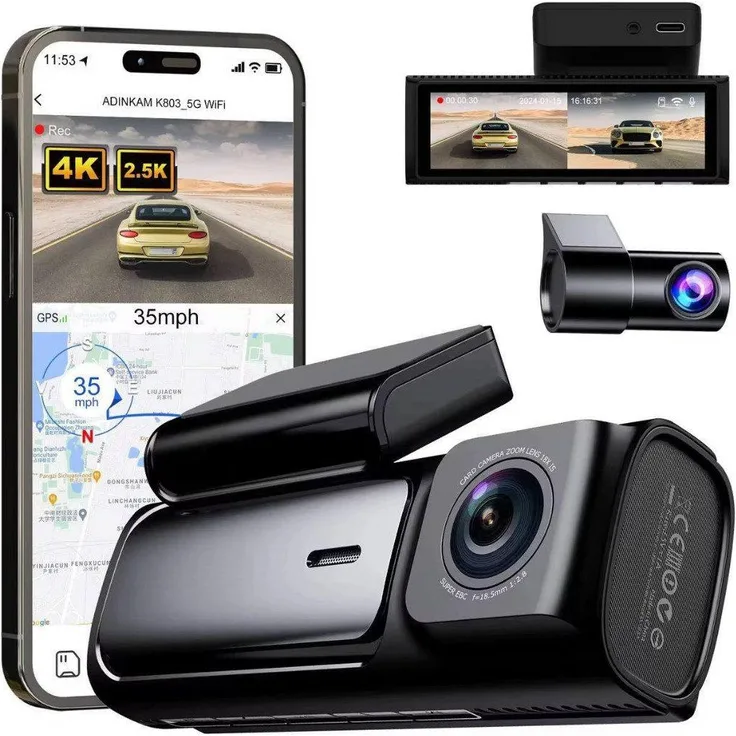 Goldstern-Tech K803 DriveVision Dashcam, Dual-Kamera 4K+2.5K, GPS, 5 GHz WLAN, Parkmodus, 3,59" IPS-Display