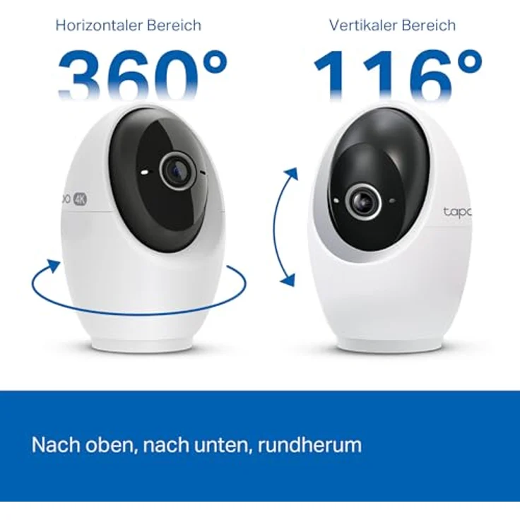 Tapo C260 4K 8MP Überwachungskamera, Innen 360°, KI-Erkennung, physischer Privatsphärenmodus, 18-facher Digitalzoom, Bewegungsverfolgung, zwei-Wege-Audio, microSD-Karte bis 512 GB – Bild 3