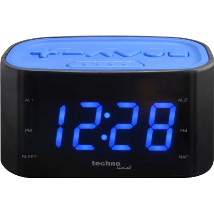 Technoline WT 465, LED Radiowecker im Play-Controller Design mit AM/FM-Radio, 2 Weckalarmen und Schlummerfunktion, blau – Bild 1