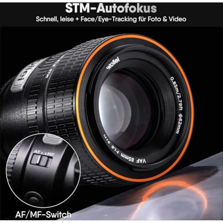 Rollei AF 85 mm F/1.8 Vollformat Objektiv für Sony FE mit STM-Autofokus, Vollmetall Gehäuse, 477g, kompatibel mit FX30/ZV-E10/A6000-A6700/A5000/A5100 und ZV-E1/FX3/A1/A1II/A9/A7 Series – Bild 3