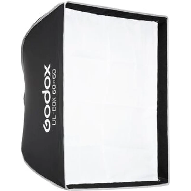 Godox EazyFlow Foldable Rect Bowens Softbox 60x60 cm, ultraflach, reflektierende silberne Innenseite, mit Fabric Grid für präzise Lichtsteuerung