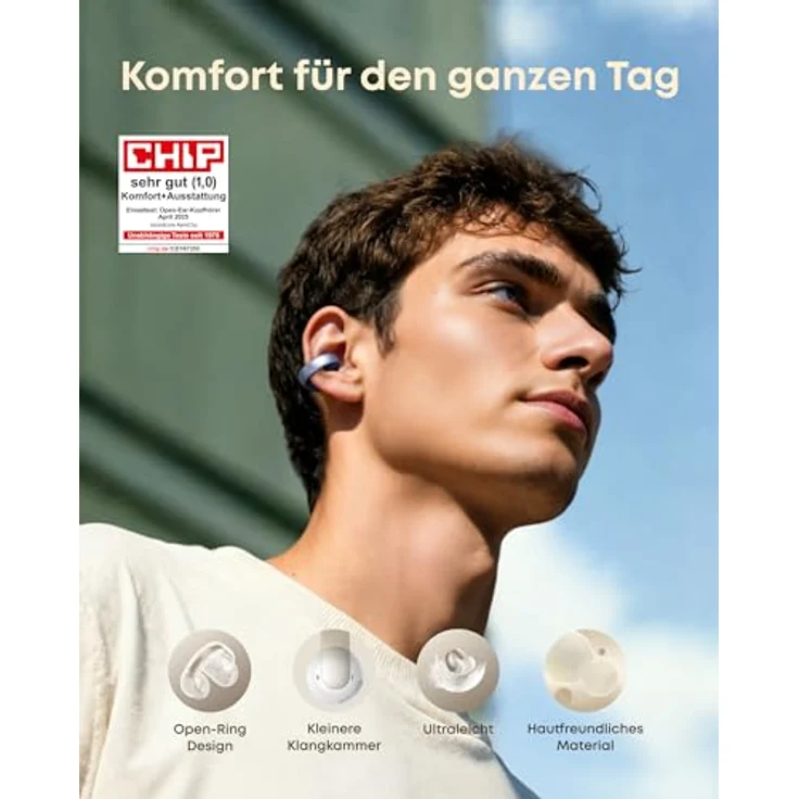 Anker soundcore AeroClip, Open-Ear Clip-Earbuds mit adaptivem Komfort, Gletscherblau – Bild 2
