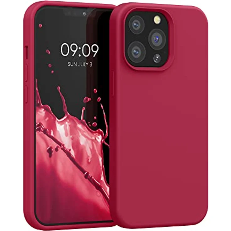 kwmobile iPhone 13 Pro Hülle, Silikon Case in Sweet Cherry, kabelloses Laden, rutschfest und elastisch – Bild 1