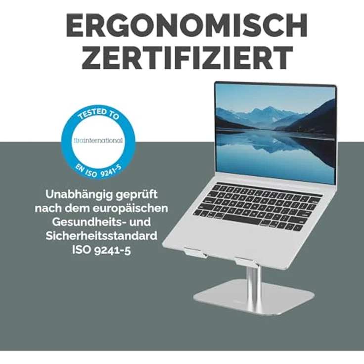 Fellowes Alumia™ Laptopständer, ergonomisch höhen- & neigungsverstellbar aus recyceltem Aluminium, platzsparend, Silber – Bild 4