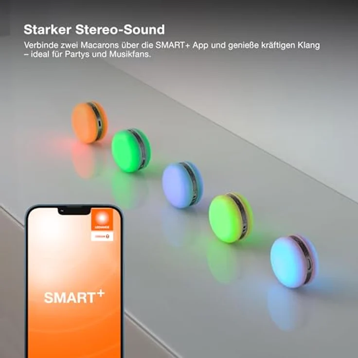 Osram Smart Macaron, Bluetooth-Lautsprecher mit RGB-Dreh-Farblicht, Musik-Sync & APP-Steuerung – Bild 6