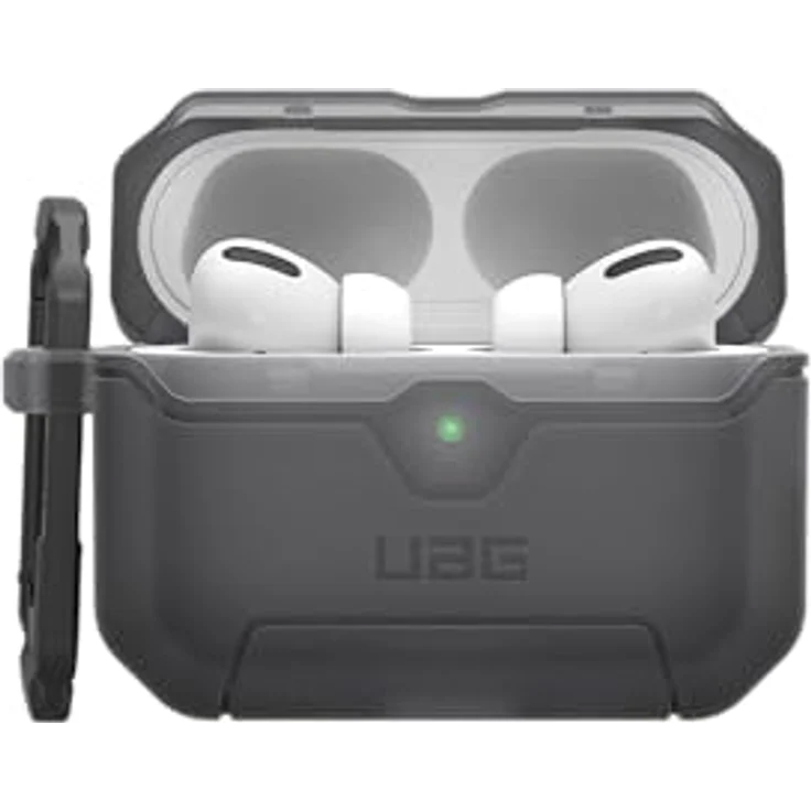 URBAN ARMOR GEAR Scout Case für Apple AirPods Pro 3, Wireless-Charging kompatibel, Sichtbare LED-Anzeige, Abnehmbarer Karabinerhaken, Smoke – Bild 5
