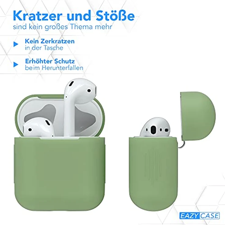 EAZY CASE - Schutzhülle für AirPods 1 & 2 Hülle Grün Silikon Case Stoßfest mit Deckel Schutz Antikratz Etui Cover rutschfeste Silikonhülle für Airpod Pro 1. / 2. Generation Silikoncase in Pastellgrün – Bild 4