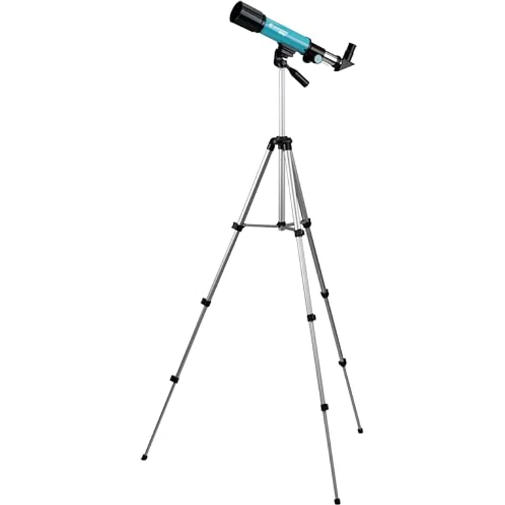 Bresser Junior Linsenteleskop 50/360 für Kinder - Astronomie Einsteigerset mit Zelt, Refraktor Teleskop, Stativ, Azimutale Montierung, Okulare und Zenitspiegel, blau – Bild 4