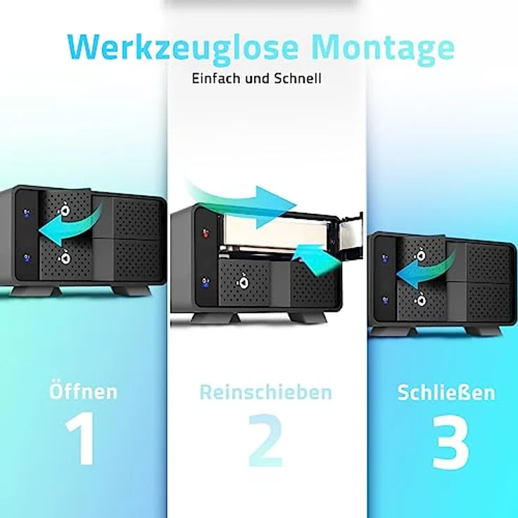 Fantec MB-X2U31H 2x 3,5" Gehäuse, robustes Aluminium mit USB 3.2 Gen. 2, RAID-Unterstützung, schwarz – Bild 7