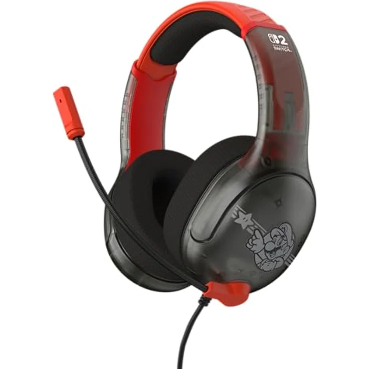 Turtle Beach Airlite Fit Gaming-Headset, kabelgebunden, offiziell lizenziert für Nintendo Switch 1 und 2, leicht, Mario Star, 40-mm-Lautsprecher, bidirektionales Mikrofon, Jersey-Ohrpolster – Bild 1
