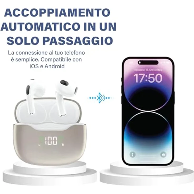 Dudao U15N Kabellose Kopfhörer, TWS, Bluetooth 5.1, Kopfhörer (35 mAh), Ladeetui (300 mAh), Weiß – Bild 5