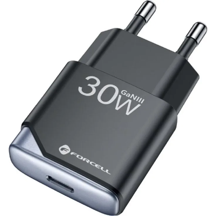 Forcell F-Energy GaN III Ladegerät 30 W, Ultra Slim USB-C Charger mit Quick Charge 4.0 und Power Delivery, kompakt und leicht für Reisen
