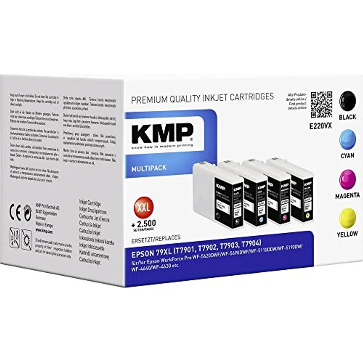 KMP know how in modern printing Tinte Kombi-Pack ersetzt Epson 79XL, T7901, T7902, T7903, T7904 Kompatibel Schwarz, Cyan, Magent, 1628.4005