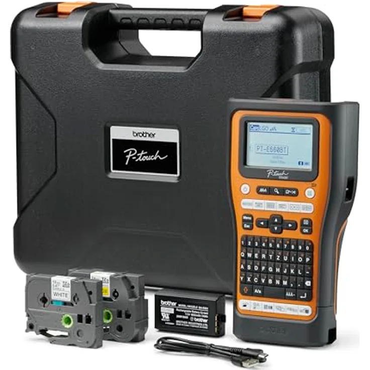 Brother PT-E560BTVP, Beschriftungsgerät für Elektriker mit integriertem Thermotransferdruck, beleuchtetem Display und 476 Symbolen, Mehrfarbig – Bild 7