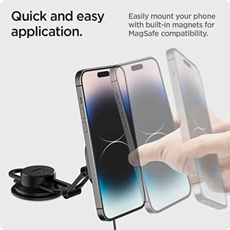 Spigen Onetap Pro 3 ITS35W-3 DASH, Autohalterung mit Qi 10W für iPhone mit MagSafe, schwarz – Bild 6