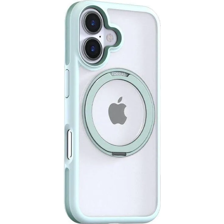 Torras Ostand R Fusion Case für iPhone 16, 360° drehbar, magnetischer Griff, Grün