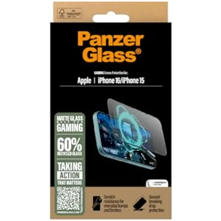 PanzerGlass Gaming Screen Protector iPhone 16, Ultra-Wide Fit, kratzfest, shock-resistent, anti-reflektierend, inkl. EasyAligner – Bild 5