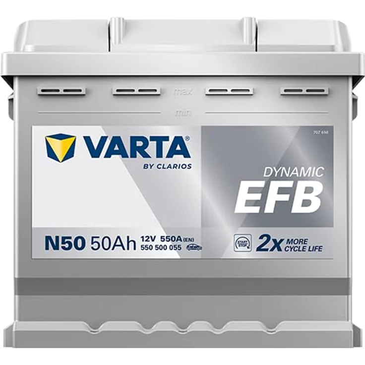 Varta Dynamic N50 EFB, 12V Starterbatterie mit 50 Ah und 550 A, für Start-Stopp-Systeme – Bild 3