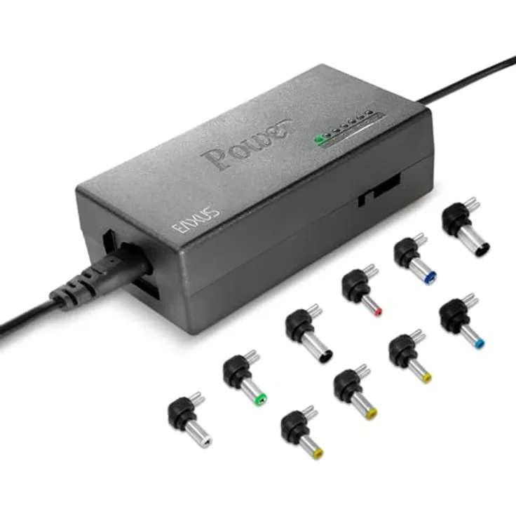 EAXUS Eaxus Universal Laptopladekabel 96 Watt Netzteil mit 10 Adapter, 12V - 24V einstellbare Spannung, 2,15 m Kabel Länge