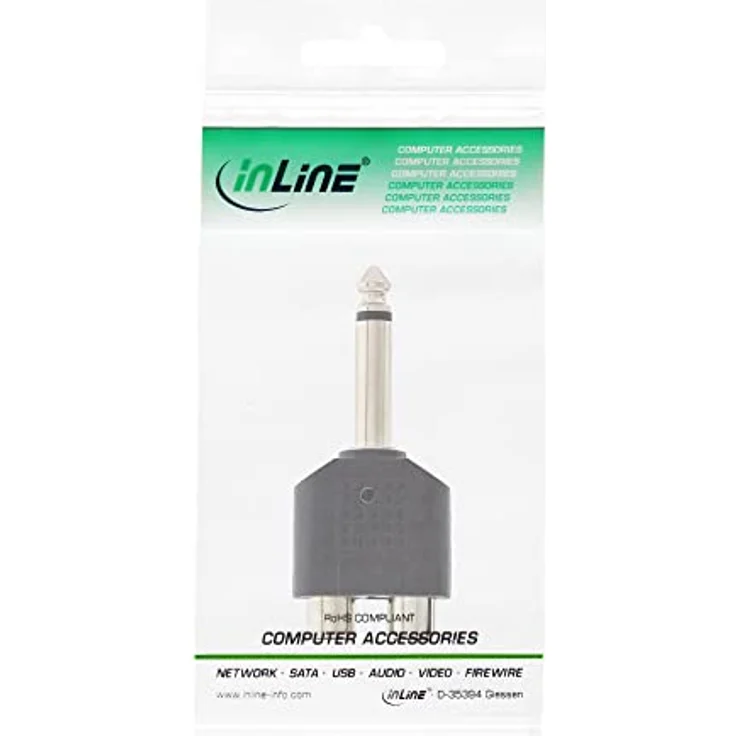 InLine 99339 Audio Adapter, 6,3mm Klinke Stecker an 2x Cinch Buchse, Mono – Bild 4