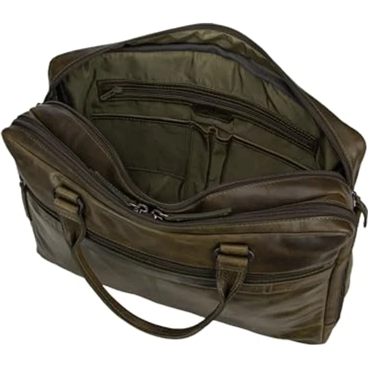 Greenburry Newport Aktentasche, 100% Leder mit Laptopfach für 43 cm, oliv – Bild 4