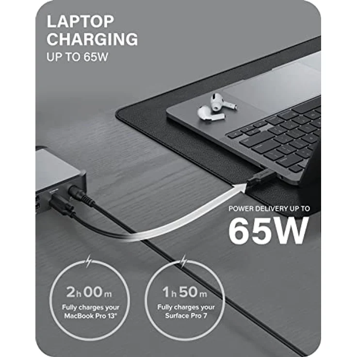 ALOGIC Dual 4K Display Universal Docking Station DX2 mit 65W Laptop-Ladung für Mac und Windows, Dual Display 2x4K@60Hz DisplayPort,1x USB-C 10G (mit Fast Charging),3x USB-A 5G, Audio,Gigabit Ethernet – Bild 4