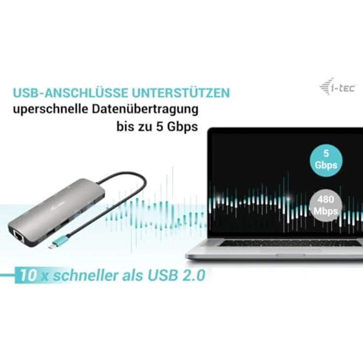 iTEC USB-C Metal Nano 2x Display Docking Station + Power Delivery 100 W, Aluminiumgehäuse, schwarz – Bild 6