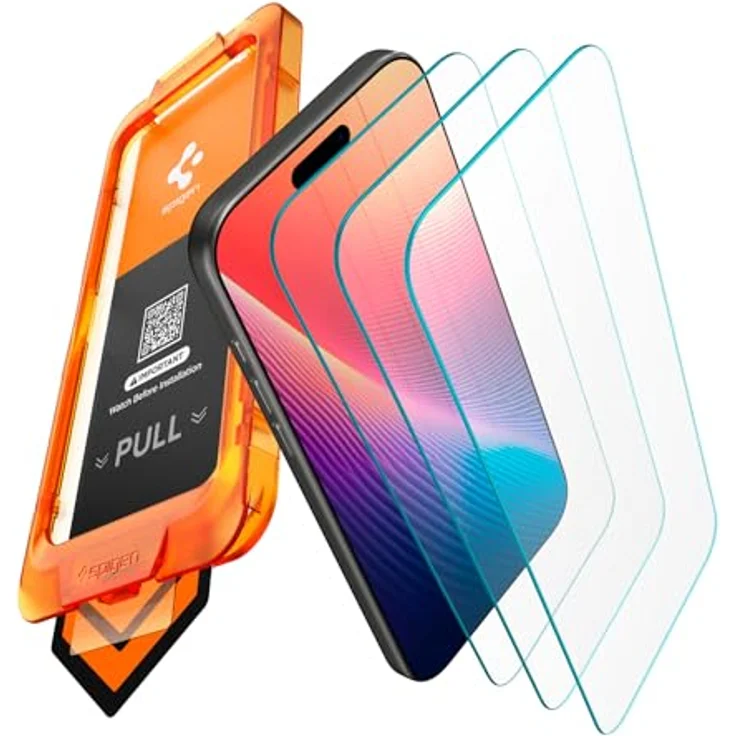 Spigen AlignMaster S Panzerglas Schutzfolie für iPhone 17 Pro Max, automatisches Ausrichtungs-Installationsset, ultrascharfe Klarheit, hoher Kratzschutz – Bild 1