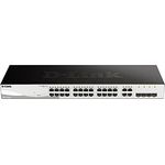 D-Link DGS-1210-24/E 24-Port Smart Managed Gigabit Switch (24x 10/100/1000Mbit/s,4X Glasfaser SFP/Combo Slots, lüfterlos & energiesparend) - Nur EU-Netzkabel