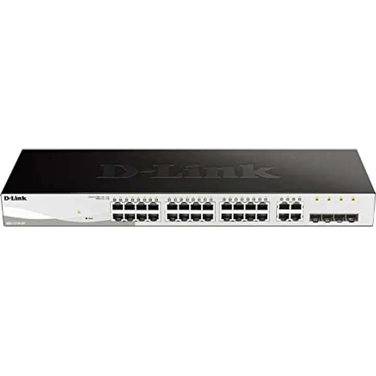 D-Link DGS-1210-24/E 24-Port Smart Managed Gigabit Switch (24x 10/100/1000Mbit/s,4X Glasfaser SFP/Combo Slots, lüfterlos & energiesparend) - Nur EU-Netzkabel – Bild 1