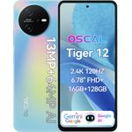 OSCAL TIGER12 AI Smartphone (6.56 Zoll, 128 GB Speicherplatz, 64 MP Kamera, 64MP, 5000 mAh Akku, Gemini AI, Face ID/Fingerabdruck, NFC)