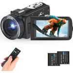 bedee Videokamera Camcorder 1080P 36MP mit 3,0'' Touchscreen, IR Nachtsicht, 16X Digital Zoom, 2 Batterien, schwarz