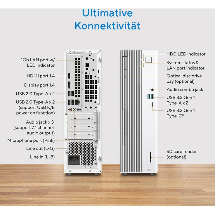 Asus V500SV SFF Desktop-PC, Intel Core i5, 16 GB RAM, 1 TB HDD, Multimedia-Allrounder mit leiser Kühlung, Windows 11 Home