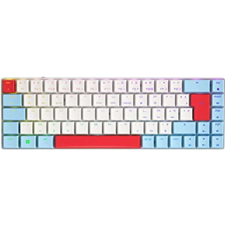 CHERRY MX-LP 2.1 Compact Wireless, kabellose kompakte Gaming-Tastatur mit 68 Tasten, Französisches Layout (AZERTY), RGB-Beleuchtung, mechanische MX Low Profile Speed Switches, weiß – Bild 1