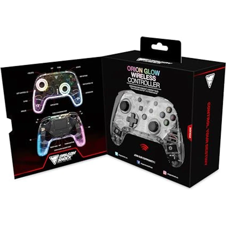 DRAGON SHOCK DragonShock ORION GLOW Gaming Controller, Glow RGB für Nintendo Switch, Switch Lite, OLED, kabellose Bluetooth-Konnektivität, integrierte Doppelmotoren – Bild 6