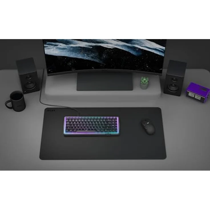 NZXT Zone XL Mauspad, 750 mm x 400 mm, Mikrogewebestoff, rutschfeste Gummibasis, spritzwasserfest, schwarze Farbe – Bild 2