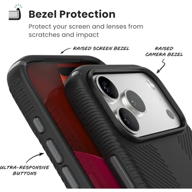 Speck Presidio2 Grip Hülle für Apple iPhone 17 Pro Max, mit Microban-Beschichtung, Armor Cloud Fallschutz, MagSafe-kompatibel, Schwarz – Bild 6