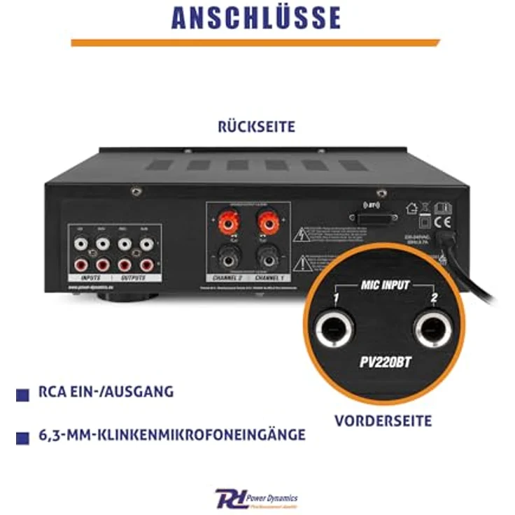 Power Dynamics PV220BT Audio-Verstärker-System 100W – Bild 7