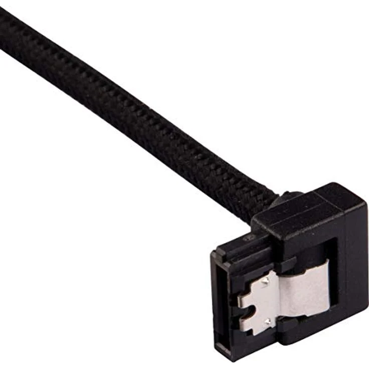 CORSAIR Premium Sleeved - SATA-Kabel - Serial ATA 150/300/600 - SATA (M) straight, latched bis SATA (M) rechtwinklig - 60cm - Schwarz (Packung mit 2) (CC-8900282) – Bild 2