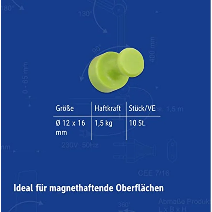 Maul Neodym-Magnete 61685, Ø 12 x 16 mm, Kegelmagnet, farbig sortiert, 10 Stück – Bild 5