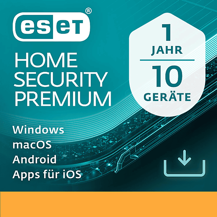 ESET HOME Security Premium, 10 Nutzer für 1 Jahr, Multiplattform, mit Passwort-Manager und Webcam-Schutz