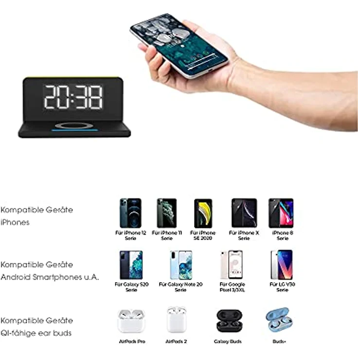 TERRATEC ChargeAir clock! Ladestation kabellos Smartphone Wecker – Bild 4