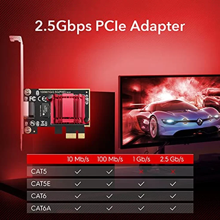 Cudy PE25 2.5Gbit/s PCI Express Netzwerkadapter, 2.5GBase-T PCIe Karte, Wake-on-LAN, Windows 10/8 / 8.1/7, Windows Server, Linux – Bild 2