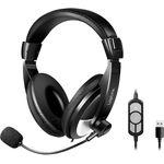LogiLink Stereo-Headset mit gut gepolsterten Kopfhörern & integrierter Fernbedienung & Bügelmikrofon, Schwarz